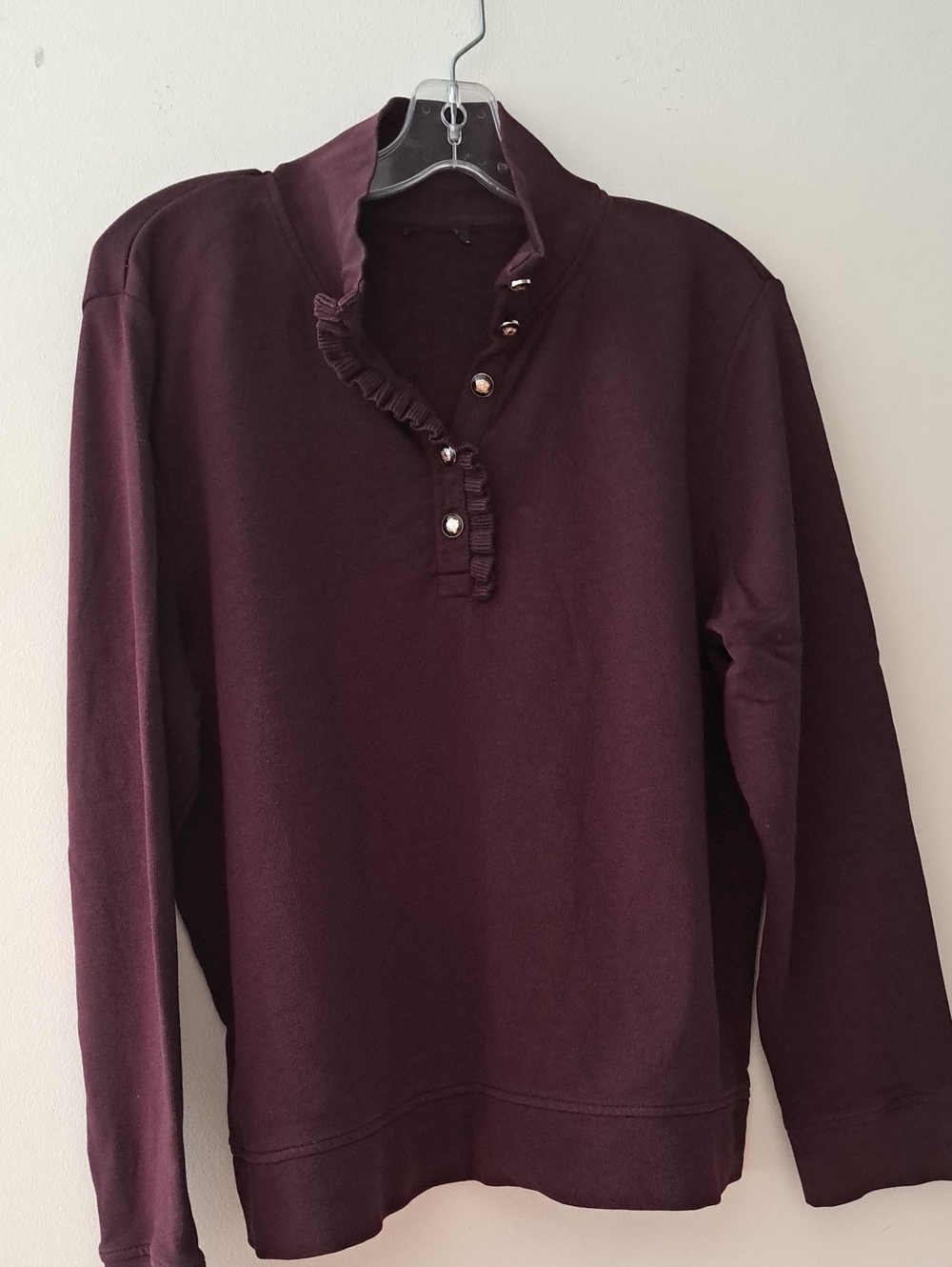 Talbots Ruffled Henley - Plum - Picture 2 of 4